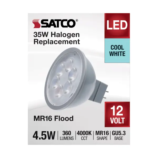 4.5 Watt MR16 LED - Silver Finish - 4000K - GU5.3 Base - 360 Lumens - 12 Volt - Image 3