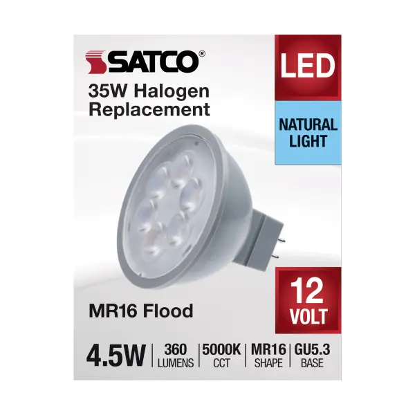 4.5 Watt MR16 LED - Silver Finish - 5000K - GU5.3 Base - 360 Lumens - 12 Volt - Image 3