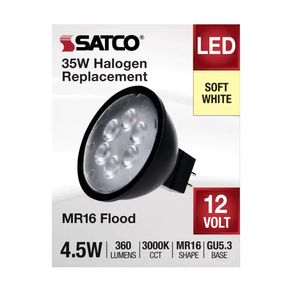 4.5 Watt MR16 LED - Black Finish - 3000K - GU5.3 Base - 360 Lumens - 12 Volt - Image 3