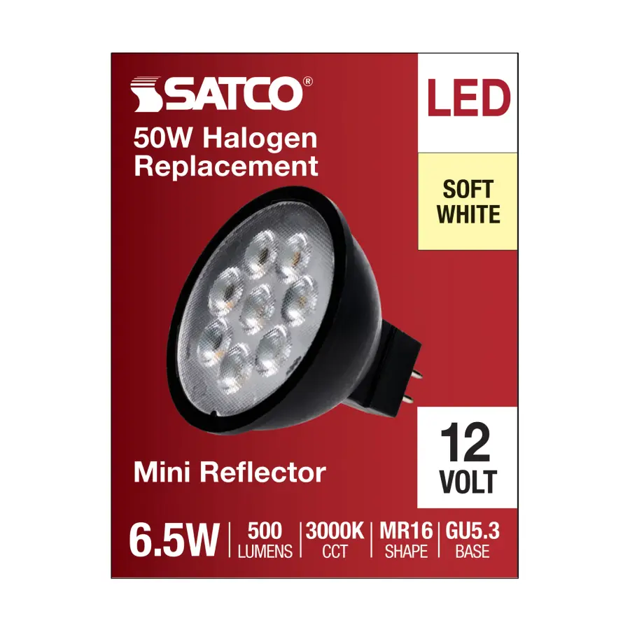 6.5 Watt MR16 LED - Black Finish - 3000K - GU5.3 Base - 500 Lumens - 12 Volt - Image 4