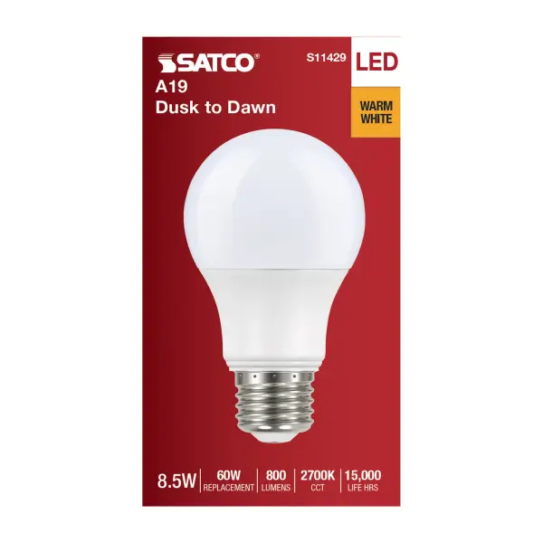 8.5 Watt - A19 LED - Dusk to Dawn - 2700K - 90CRI - Medium base - 200 deg. Beam Angle - 120 Volt - Image 4