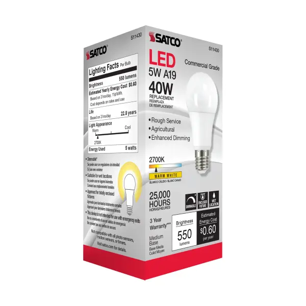 5 Watt - A19 LED Dimmable Agriculture Bulb - 2700K - 120 Volt - Image 3