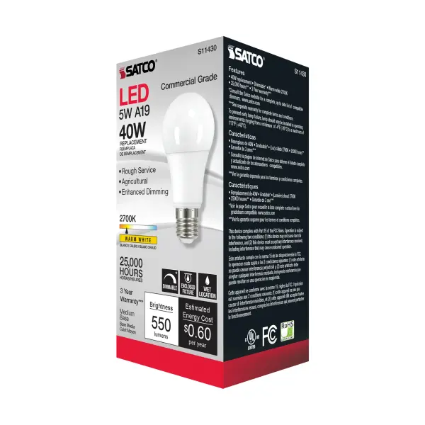 5 Watt - A19 LED Dimmable Agriculture Bulb - 2700K - 120 Volt - Image 4