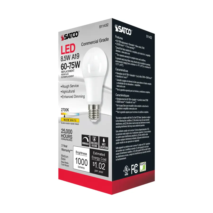 8.5 Watt - A19 LED Dimmable Agriculture Bulb - 2700K - 120 Volt - Image 5