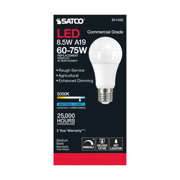 8.5 Watt - A19 LED Dimmable Agriculture Bulb - 5000K - 120 Volt - Image 3
