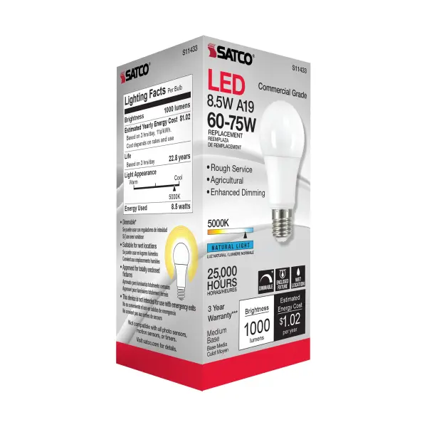 8.5 Watt - A19 LED Dimmable Agriculture Bulb - 5000K - 120 Volt - Image 4