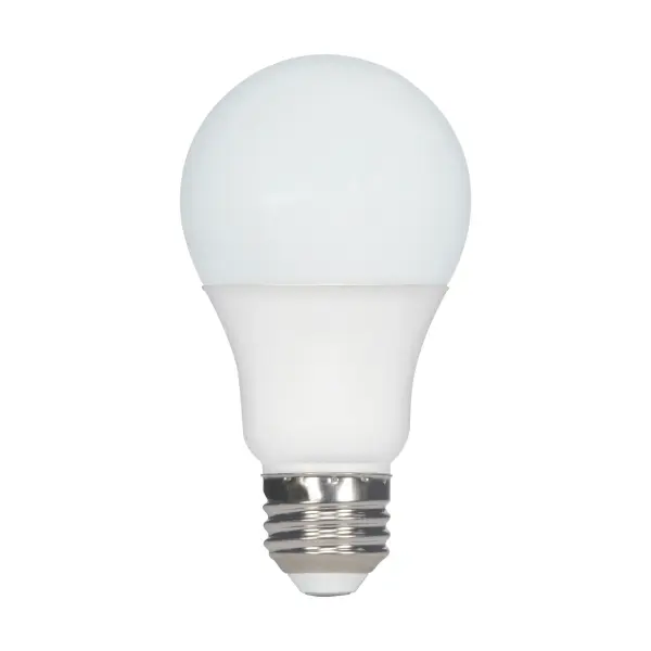 Satco's 9.8-watt LED A19 LED General Service lamp is approved for use in totally enclosed fixtures. Illuminate living rooms, kitchens, and dining rooms with this sleek white bulb. Sold in a pack of 2, this bulb delivers 10,000 hours of warm white light. - alternate view
