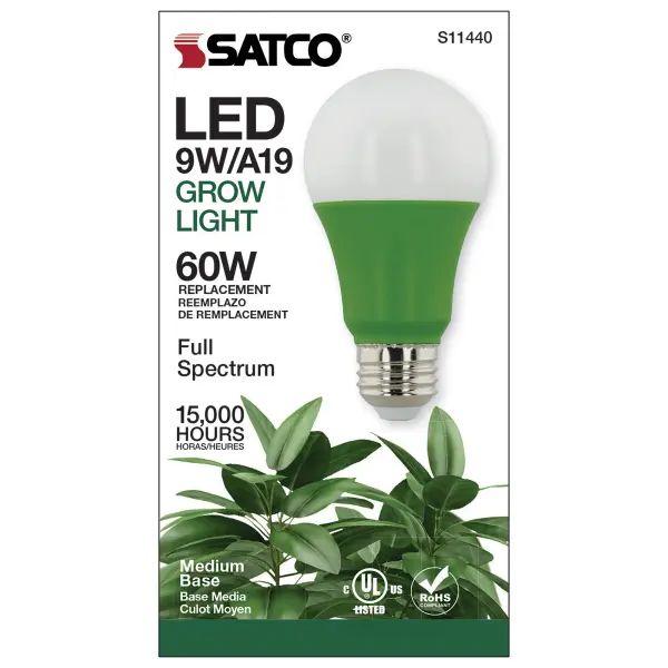 9 Watt - A19 LED - Full Spectrum Plant Grow Lamp - Medium Base - 120 Volt - Image 3