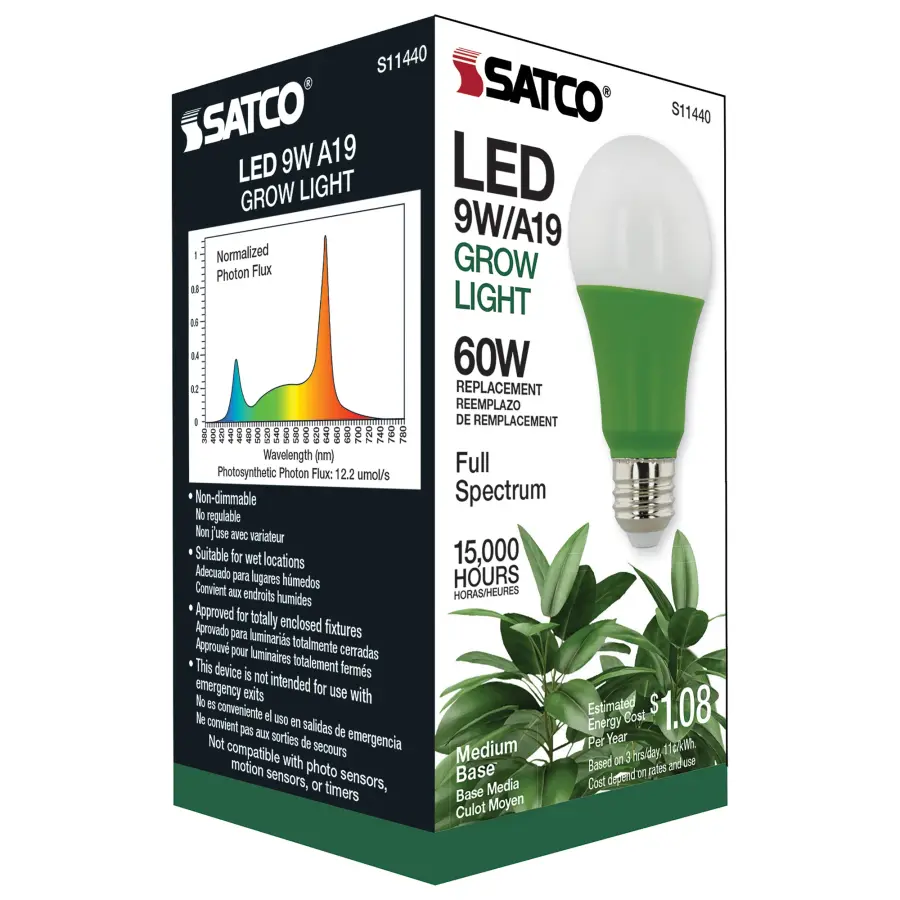 9 Watt - A19 LED - Full Spectrum Plant Grow Lamp - Medium Base - 120 Volt - Image 4