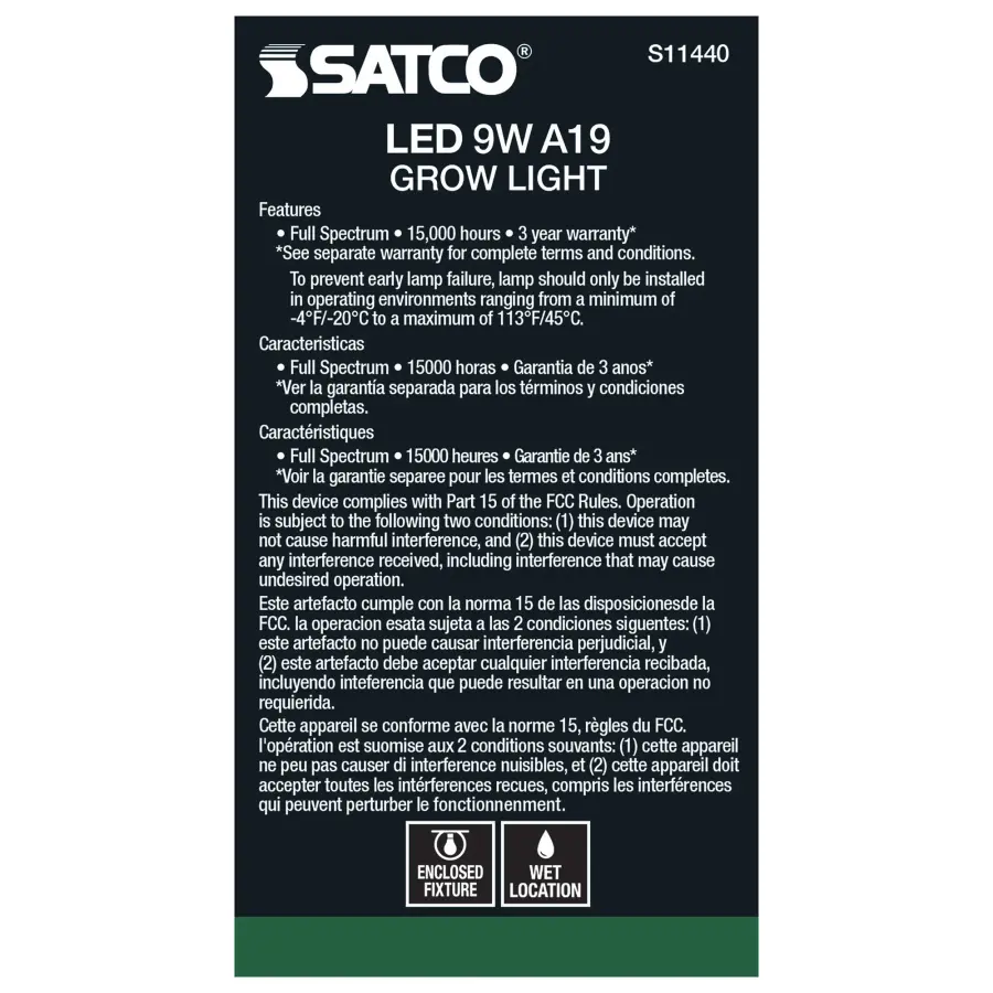 9 Watt - A19 LED - Full Spectrum Plant Grow Lamp - Medium Base - 120 Volt - Image 5