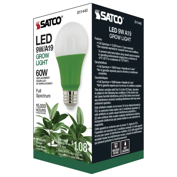 9 Watt - A19 LED - Full Spectrum Plant Grow Lamp - Medium Base - 120 Volt - Image 6