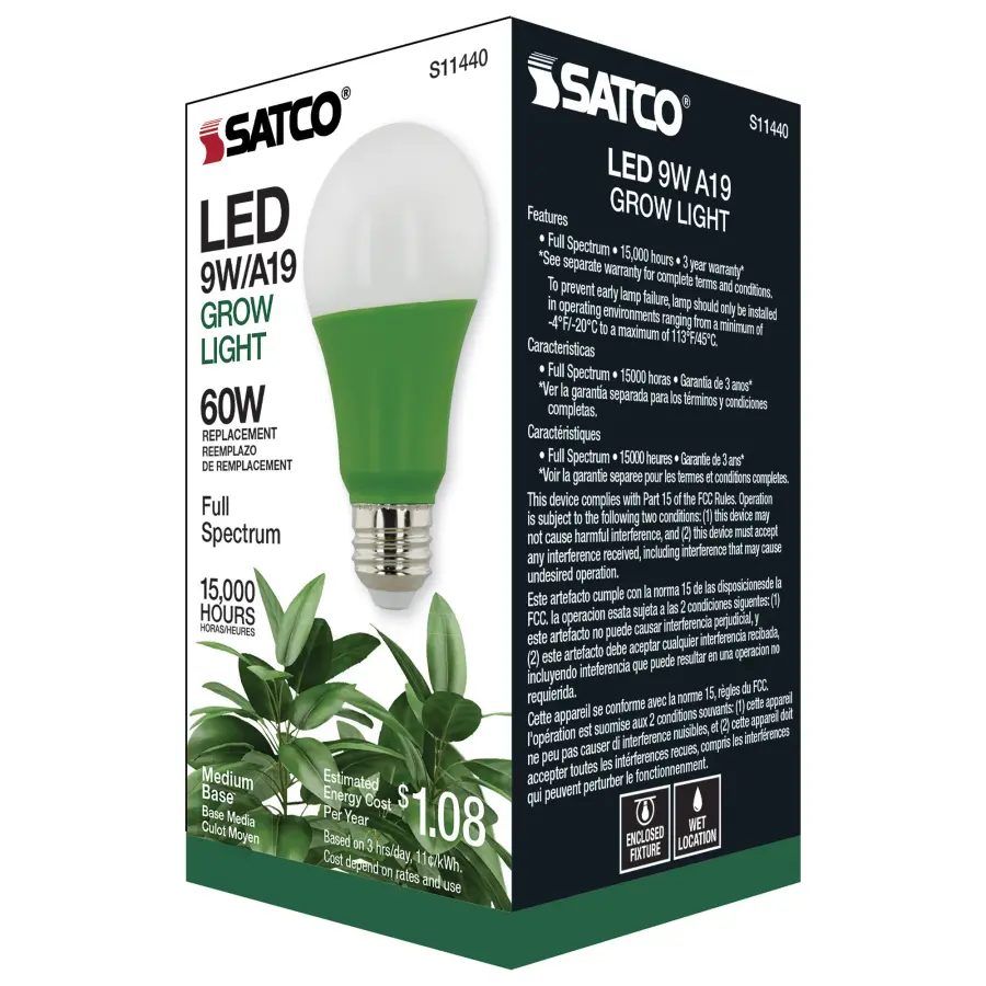 9 Watt - A19 LED - Full Spectrum Plant Grow Lamp - Medium Base - 120 Volt - Image 6