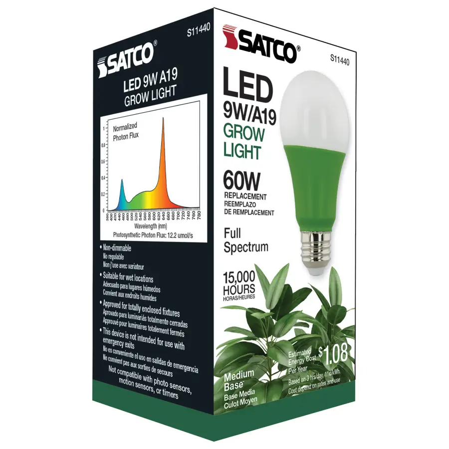 9 Watt - A19 LED - Full Spectrum Plant Grow Lamp - Medium Base - 120 Volt - Image 7
