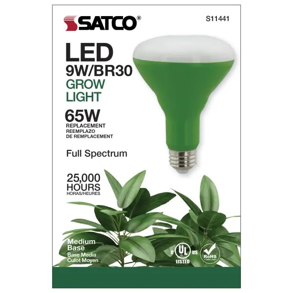 9 Watt - BR30 LED - Full Spectrum Plant Grow Lamp - Medium Base - 120 Volt - Image 3