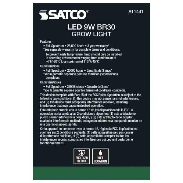 9 Watt - BR30 LED - Full Spectrum Plant Grow Lamp - Medium Base - 120 Volt - Image 5