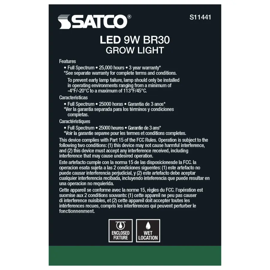 9 Watt - BR30 LED - Full Spectrum Plant Grow Lamp - Medium Base - 120 Volt - Image 5