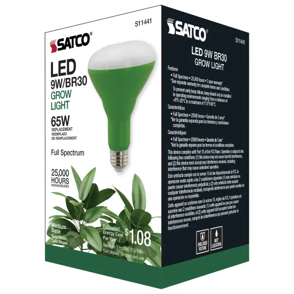 9 Watt - BR30 LED - Full Spectrum Plant Grow Lamp - Medium Base - 120 Volt - Image 6