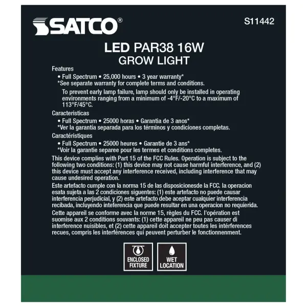 16 Watt - PAR38 LED - Full Spectrum Plant Grow Lamp - Medium Base - 120 Volt - Image 5
