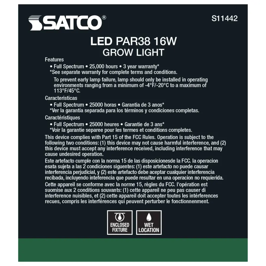 16 Watt - PAR38 LED - Full Spectrum Plant Grow Lamp - Medium Base - 120 Volt - Image 5