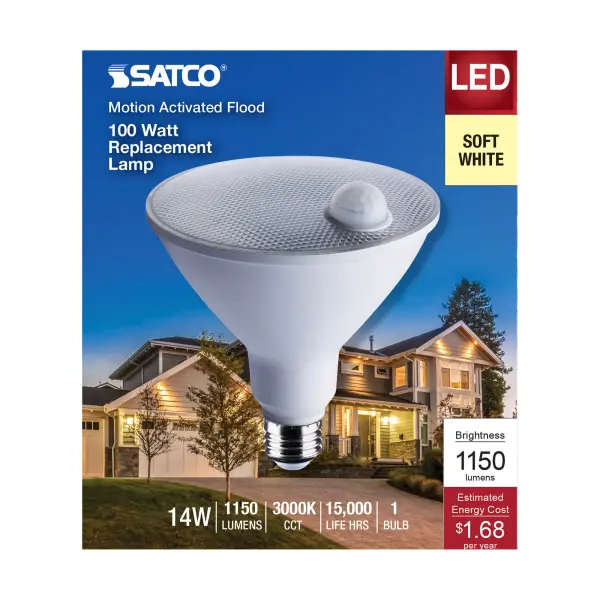 14 Watt PAR38 LED - White - 3000K - 1100 Lumens - 120 Volt - PIR Sensor - Non-Dimmable - Image 5