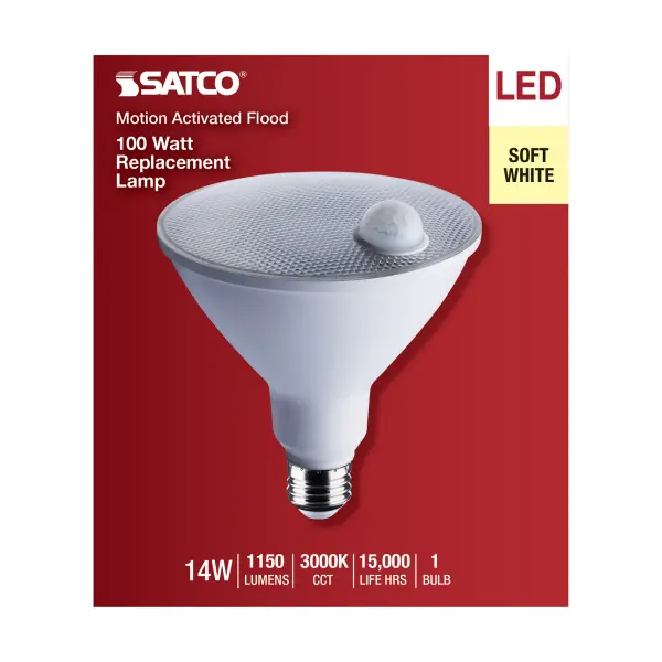 14 Watt PAR38 LED - White - 3000K - 1100 Lumens - 120 Volt - PIR Sensor - Non-Dimmable - Image 6