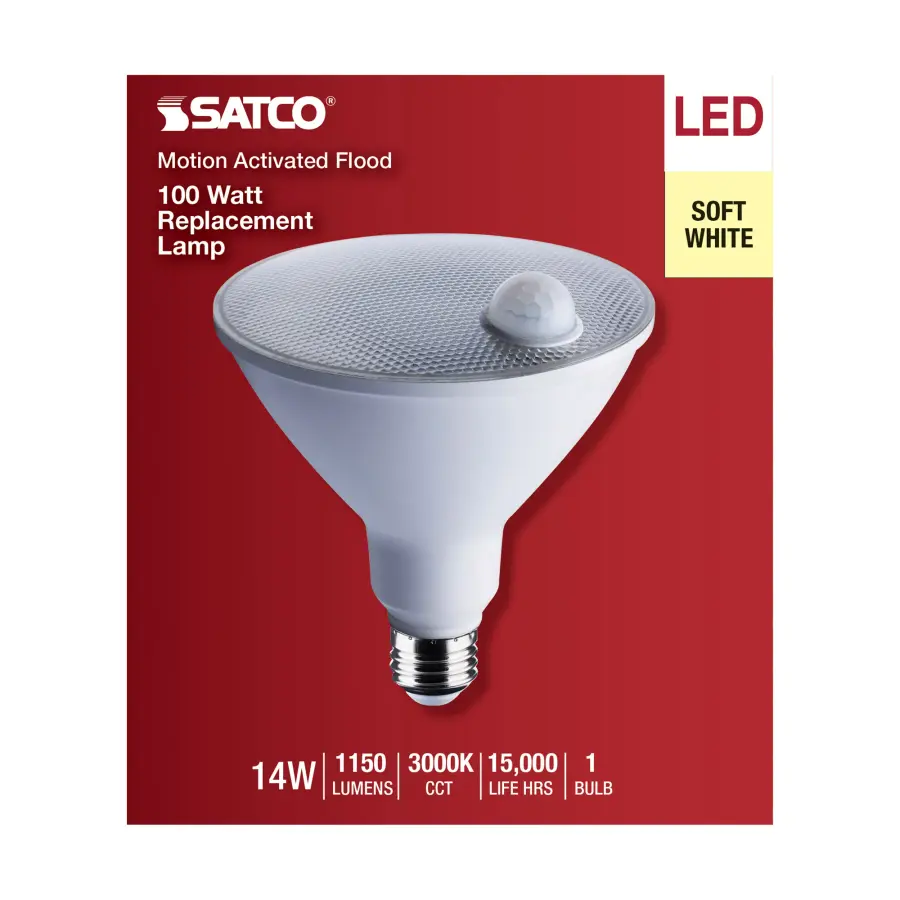 14 Watt PAR38 LED - White - 3000K - 1100 Lumens - 120 Volt - PIR Sensor - Non-Dimmable - Image 6