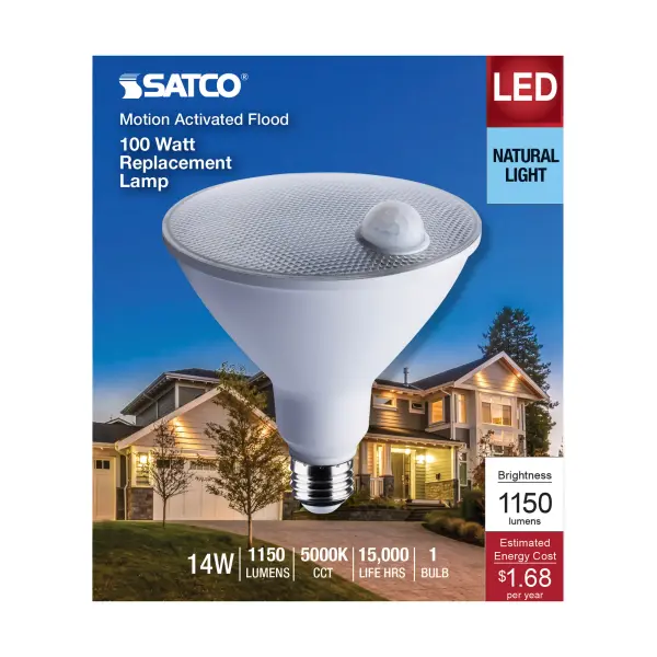 14 Watt PAR38 LED - White - 5000K - 1100 Lumens - 120 Volt - PIR Sensor - Non-Dimmable - Image 5
