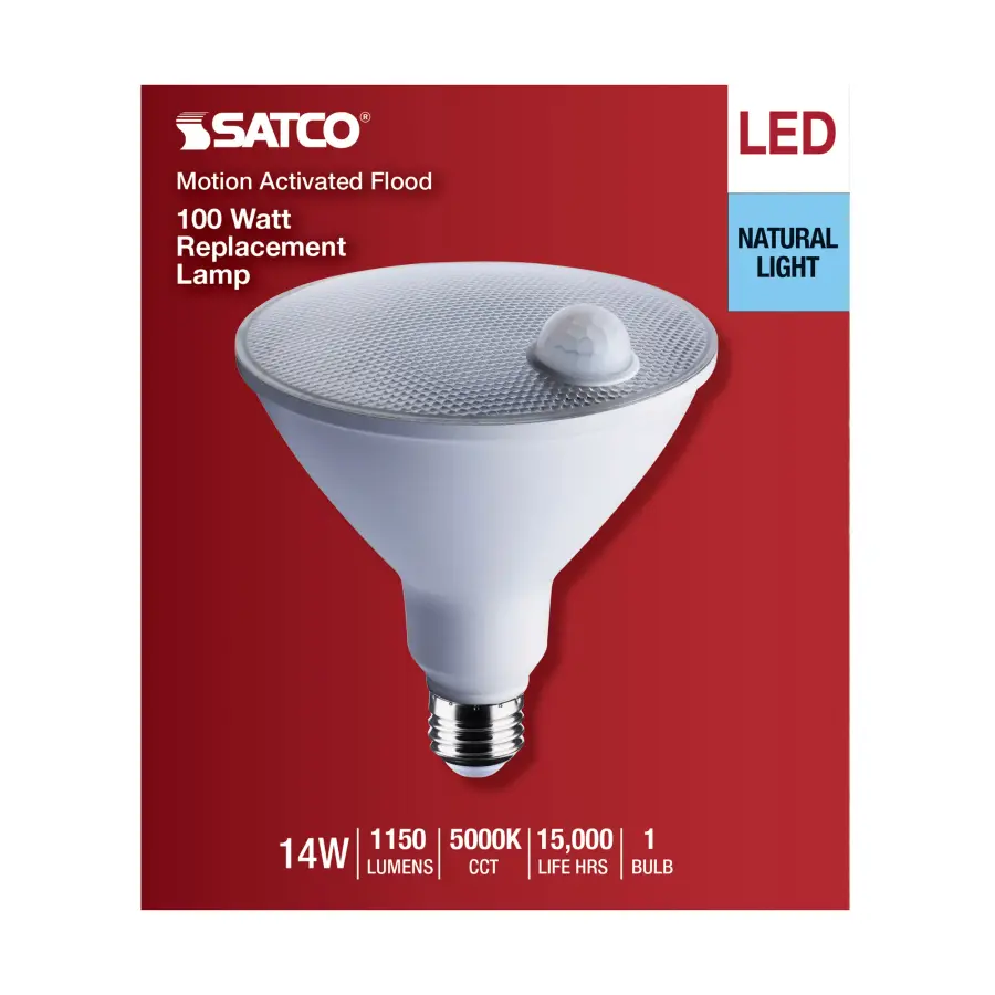 14 Watt PAR38 LED - White - 5000K - 1100 Lumens - 120 Volt - PIR Sensor - Non-Dimmable - Image 6