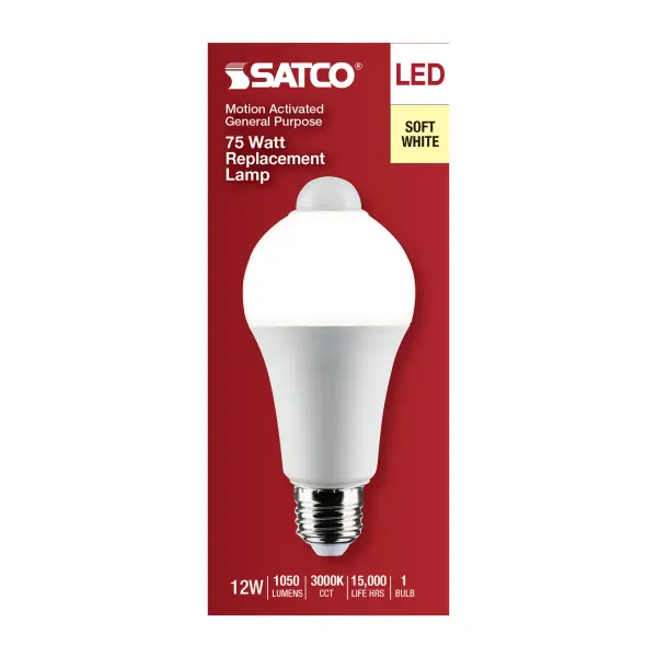 12 Watt A19 LED - White - 3000K - 1050 Lumens - 120 Volt - PIR Sensor - Non-Dimmable - Image 4