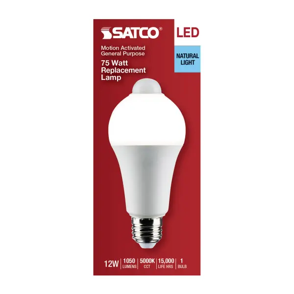 12 Watt A19 LED - White - 5000K - 1050 Lumens - 120 Volt - PIR Sensor - Non-Dimmable - Image 4
