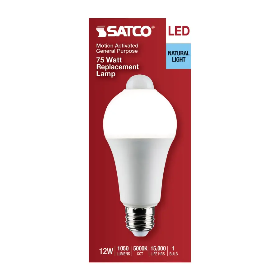 12 Watt A19 LED - White - 5000K - 1050 Lumens - 120 Volt - PIR Sensor - Non-Dimmable - Image 4