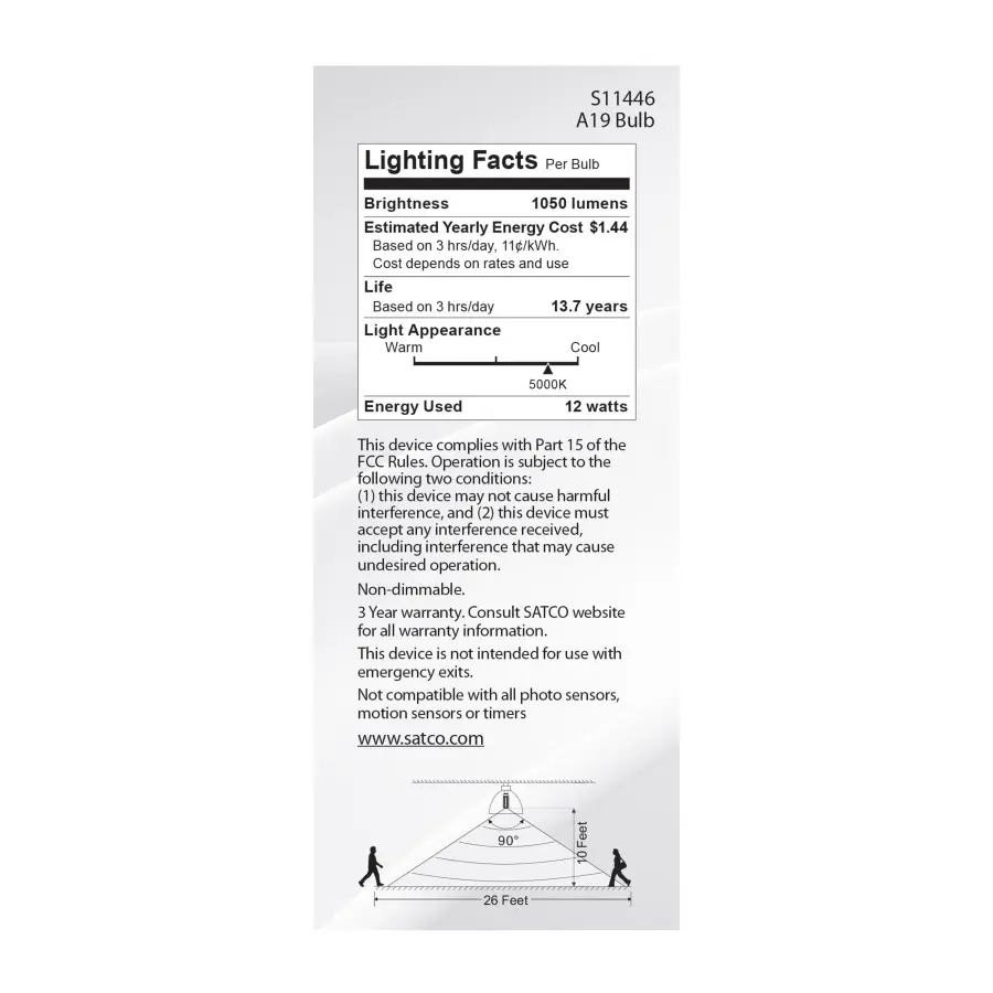 12 Watt A19 LED - White - 5000K - 1050 Lumens - 120 Volt - PIR Sensor - Non-Dimmable - Image 6