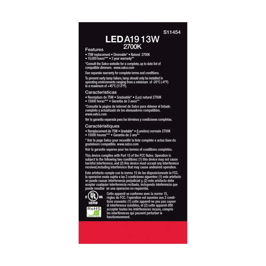 13 Watt A19 LED - 2700K - Dimmable - Medium base - 230 deg. Beam Angle - 4-pack - Image 4