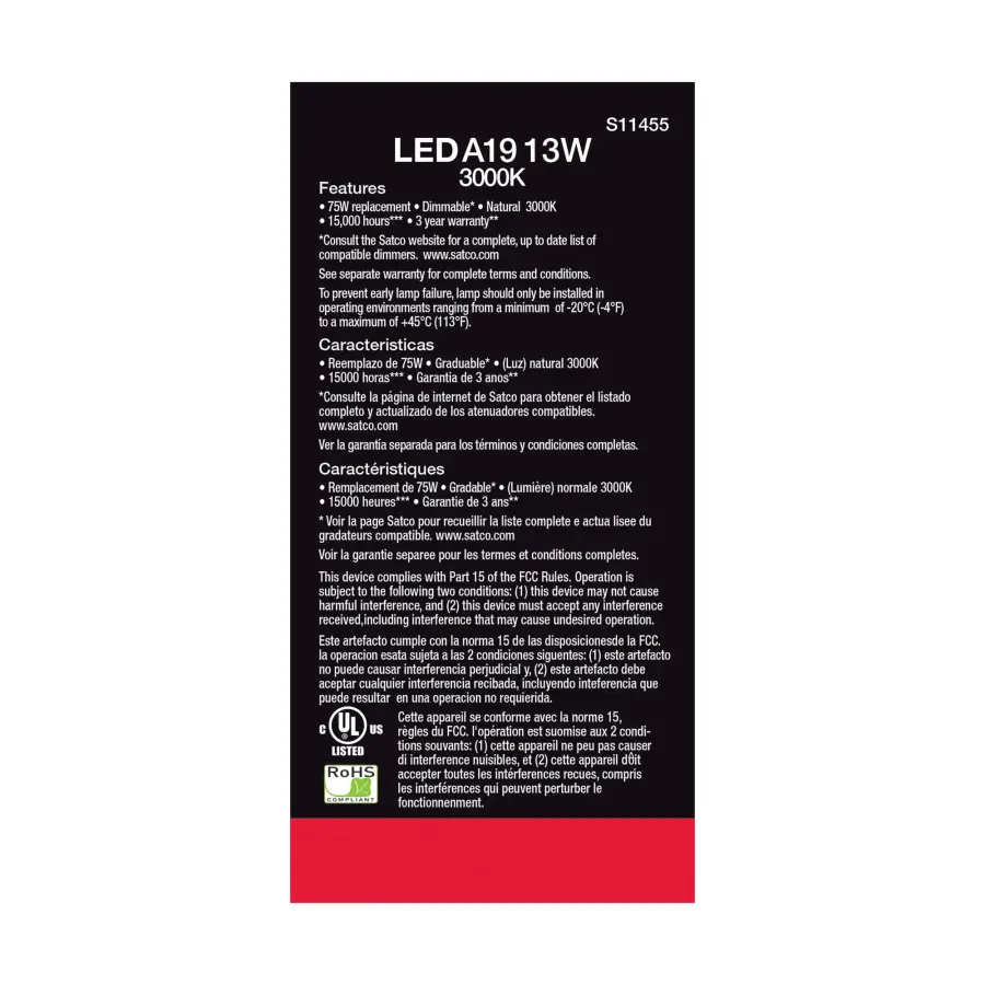 13 Watt A19 LED - 3000K - Dimmable - Medium base - 230 deg. Beam Angle - 4-pack - Image 4