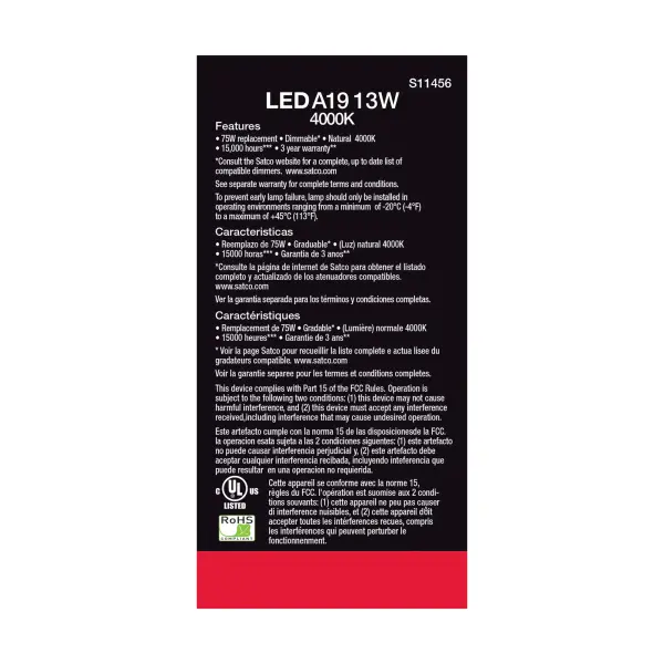 13 Watt A19 LED - 4000K - Dimmable - Medium base - 230 deg. Beam Angle - 4-pack - Image 4