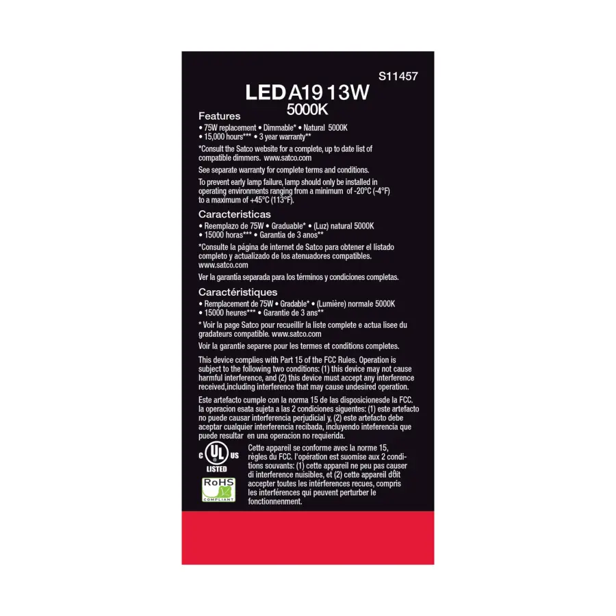 13 Watt A19 LED - 5000K - Dimmable - Medium base - 230 deg. Beam Angle - 4-pack - Image 4