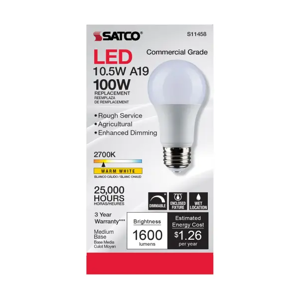 10.5 Watt - A19 LED - Dimmable Agriculture Bulb - 2700K - 120 Volt - Image 4