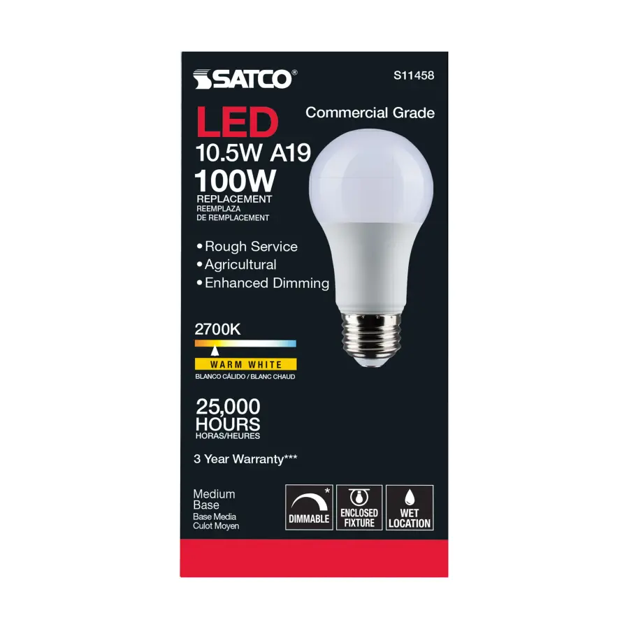 10.5 Watt - A19 LED - Dimmable Agriculture Bulb - 2700K - 120 Volt - Image 5
