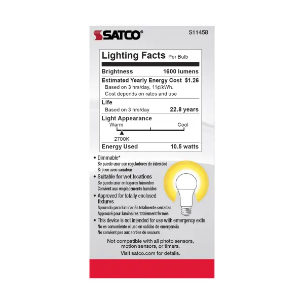 10.5 Watt - A19 LED - Dimmable Agriculture Bulb - 2700K - 120 Volt - Image 6