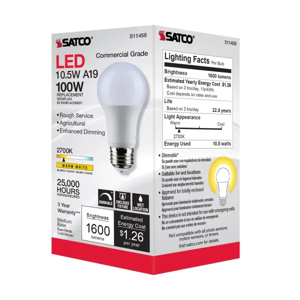 10.5 Watt - A19 LED - Dimmable Agriculture Bulb - 2700K - 120 Volt - Image 8