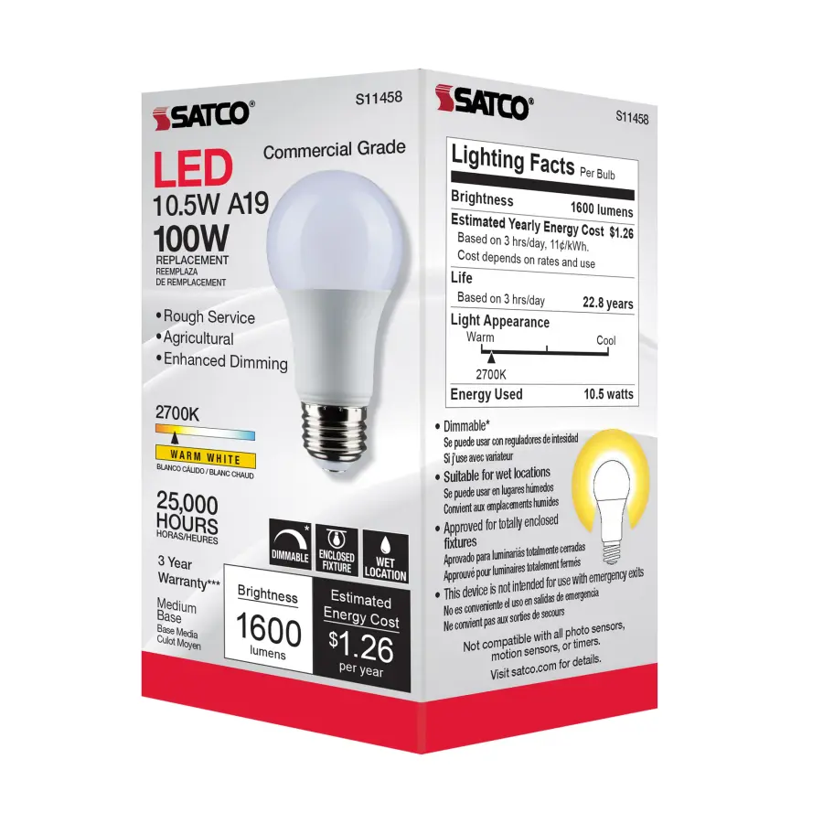 10.5 Watt - A19 LED - Dimmable Agriculture Bulb - 2700K - 120 Volt - Image 8