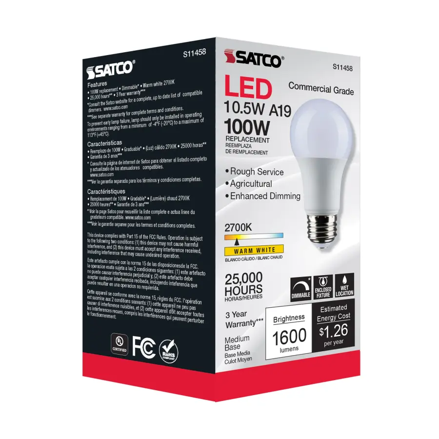 10.5 Watt - A19 LED - Dimmable Agriculture Bulb - 2700K - 120 Volt - Image 9
