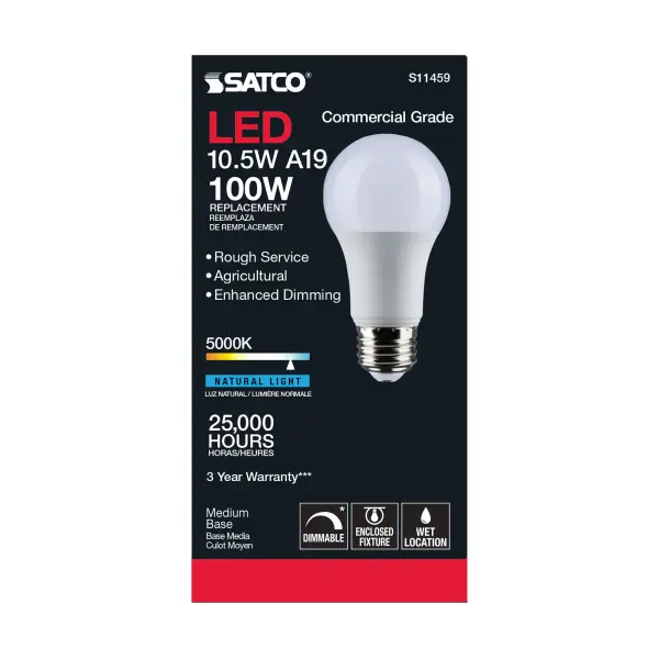 10.5 Watt - A19 LED - Dimmable Agriculture Bulb - 5000K - 120 Volt - Image 5