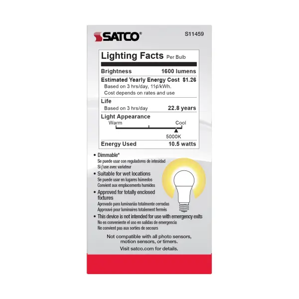 10.5 Watt - A19 LED - Dimmable Agriculture Bulb - 5000K - 120 Volt - Image 6