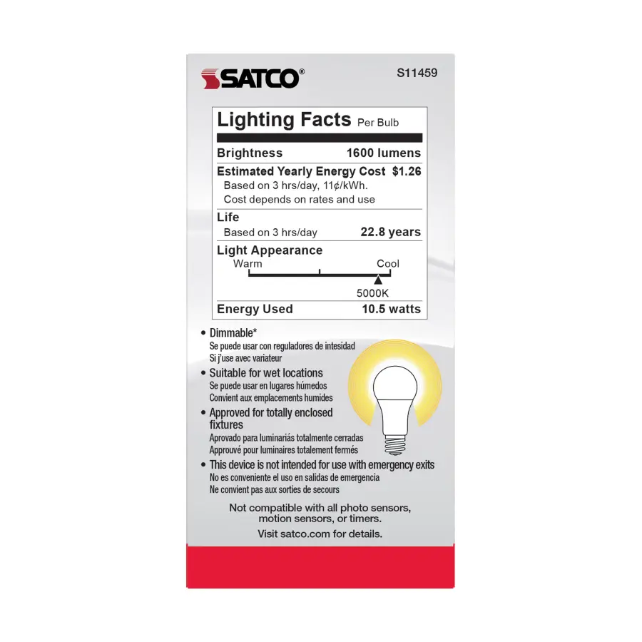 10.5 Watt - A19 LED - Dimmable Agriculture Bulb - 5000K - 120 Volt - Image 6