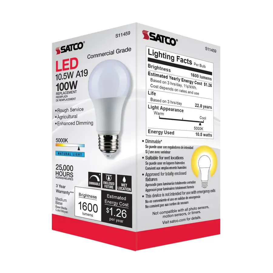 10.5 Watt - A19 LED - Dimmable Agriculture Bulb - 5000K - 120 Volt - Image 8