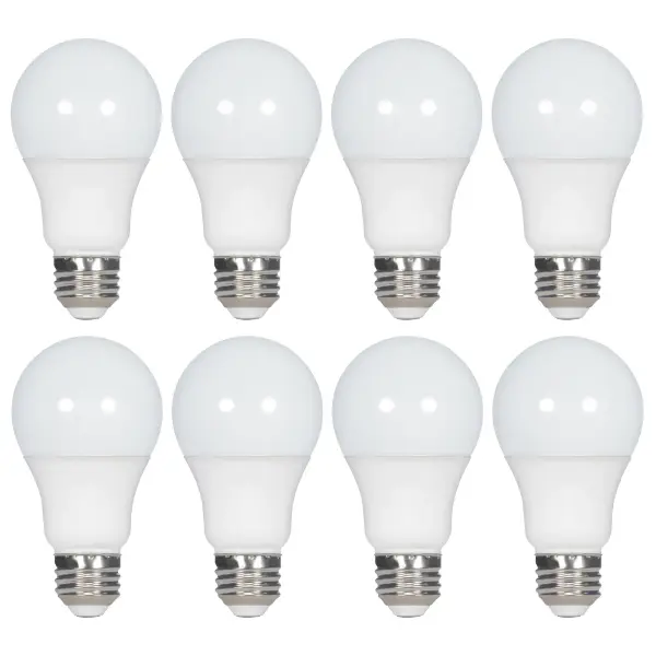 Satco's 9-watt LED lamp is traditional, yet contemporary with its sleek finish and energy saving LED technology. Elegantly illuminate any room in the house with this 8 pack of non-dimmable white bulbs. Sophisticated and modern, this lamp delivers 10,000 hours of warm white light.