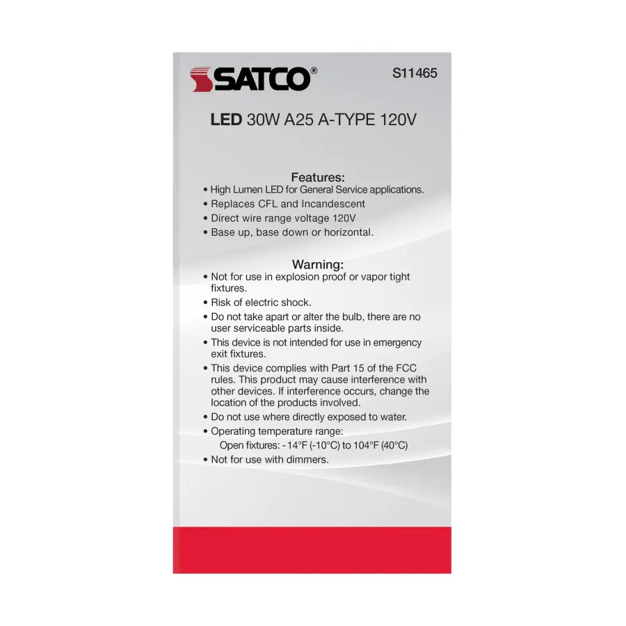 30 Watt - LED - A25 - 3000K - Medium Base - Non Dimmable - 120 Volt - Image 6