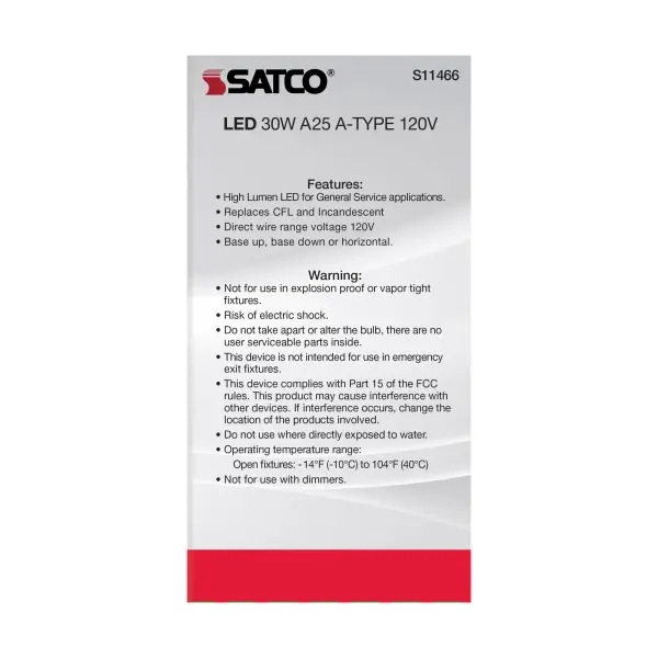 30 Watt - LED - A25 - 4000K - Medium Base - Non Dimmable - 120 Volt - Image 6