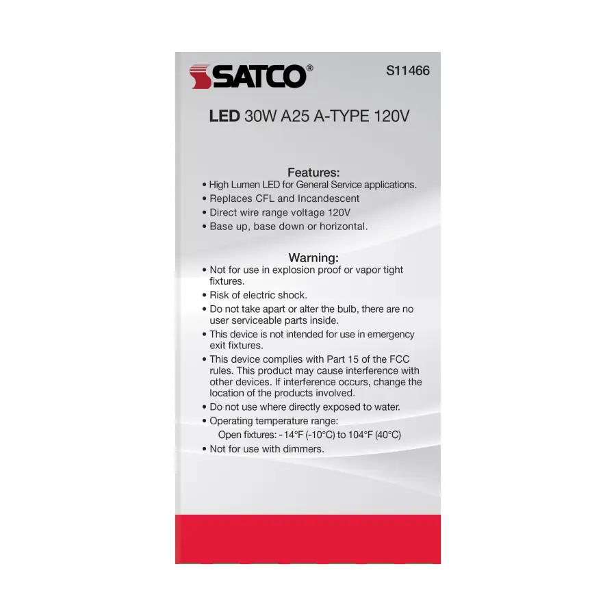 30 Watt - LED - A25 - 4000K - Medium Base - Non Dimmable - 120 Volt - Image 6
